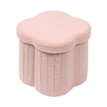 B FSOBEIIALEO Storage Ottoman Cube, Flowers Shaped Ottomans with Storage Foot Stool Footrest for Lving Room, Boucle Ottoman Seat for Dorm Room,Faux Teddy Fur, Pink 12.6"x12.6"x12.6"