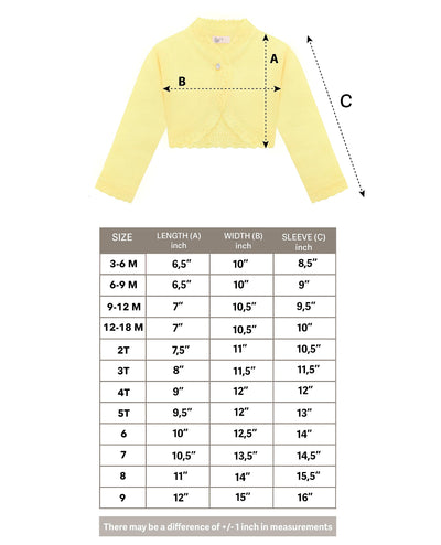Lilax Baby Girls' Knit Long Sleeve Button Closure Bolero Cardigan Shrug (3-6 Months, Yellow)