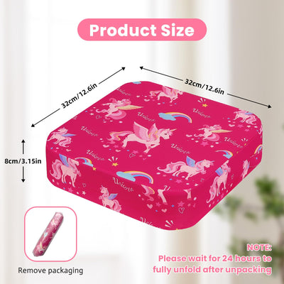 wooshwa Toddler Booster Seat for Dining Table, Kids Booster Seat for Kitchen Chair with Non-Slip Bottom, Portable Detachable Washable Increasing Cushion with 2 Adjustable Straps (Unicorn)