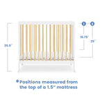 Delta Children Mia Portable Folding Mini Crib with 1.5-Inch Mattress - Greenguard Gold Certified, Bianca White/Natural