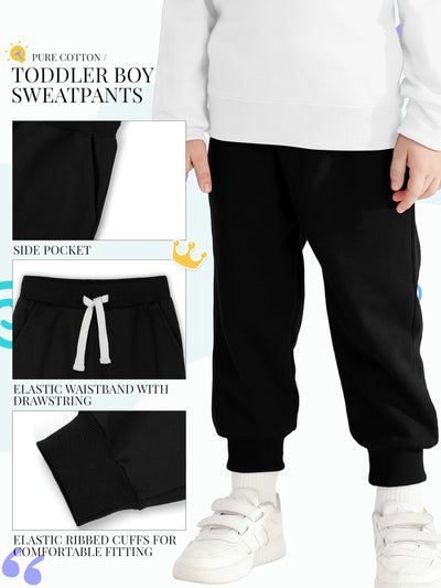 HXP 4 Pack Toddler Boys Sweatpants Pure Cotton Toddler Sweatpants Boys Kids Joggers Pants with Pocket Drawstring