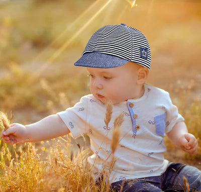 Baby Boy Baseball Cap Striped Sunhat Letter Sun Protection Hat,Sun Hat for Baby Boy and Baby Girl (Gray Black, 2pcs)
