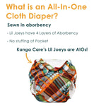 Kanga Care Lil Joey Newborn All in One AIO Cloth Diaper (2pk) Almond 4-12lbs