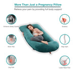 ALLOPERA Pregnancy Pillow, Full Body Maternity Pillow 57 inch, with Removable Washable Cover - Sleep Support for Legs, Back, Neck, Shoulder, HIPS, Belly, Velvet Cover (Dark Green)