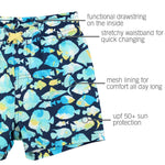 RUGGEDBUTTS Boys UPF50+ Sun Protection Animal Swim Trunks - Fish Friends, 2T
