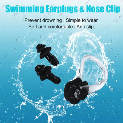 2 Pack Kids Swim Caps for Boys Girls, Durable Silicone Swimming Cap with 3D Ear Pockets for Age 3-15 Toddler Child Youth Teen, Unisex Swim Bath Hats for Short/Long Hair with Ear Plugs Nose Clip-2