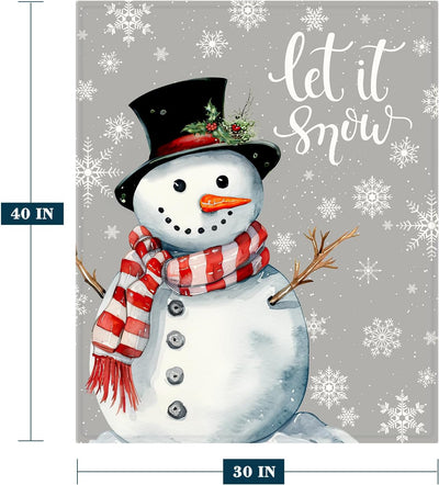 YeeJu Christmas Throw Blanket Baby Small Gray Christmas Snowman Blanket Toddler Infant Swaddle Pet Crib Soft Lightweight Fuzzy Plush Fleece Blankets and Throws Xmas Winter Holiday Blanket 30x40