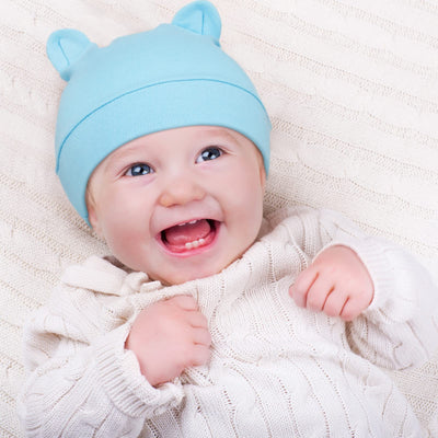 6 Pieces Newborn Baby Hat Bear Ears Infant Caps Baby Boy Girl Toddler Hats Infant Beanie Caps for 0-3 Months (Gray White, Light Gray, Yellow, Green, Blue, Blue Green,Classic)