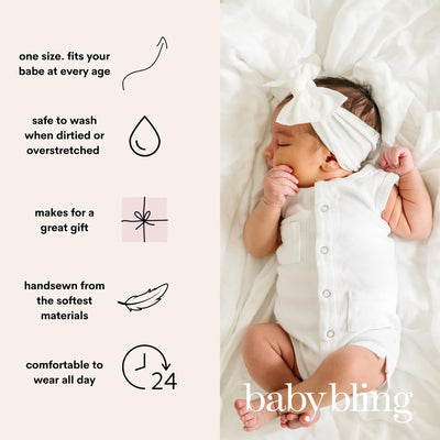 Baby Bling Bows - Newborn to Little Baby Girl Bows, 2 Pack Nylon Super Soft Stretchy Knot Toddler Headbands, Perfect Hair Accessories Head Bands for Infant Kids(Yellow & White)