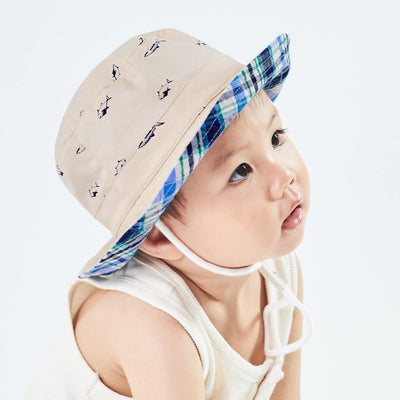 Durio Baby Sun Hat Summer Beach UPF 50+ Sun Protection Baby Boy Hats Double Sides Toddler Sun Hats Cap for Baby Girl Kid Bucket Hat Beige 19.7"(50cm)/12-24 Months