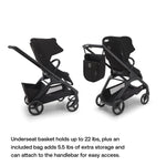 Bugaboo Dragonfly City Stroller with Full-Size Baby Bassinet and Toddler Seat, One Hand Easy Fold in Any Position, Full Suspension, Large Basket, Black Chassis and Desert Taupe Sun Canopy