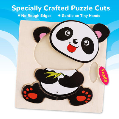 Wooden Puzzles for Toddlers 1-3, Pack of 8 Toddler Animal Puzzles Ages 2-4, Montessori Educational Animals Jigsaw Puzzles Christmas Birthday Gift for Baby Girl Boy Ages 1 2 3 4 Year Old