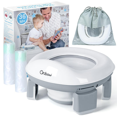 Orzbow children's potty with packaging, bag, and additional items on a white background