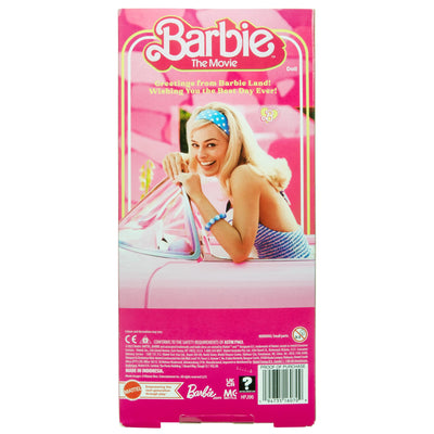 Barbie The Movie Doll, Margot Robbie as, Collectible Doll Wearing Pink & White Gingham Dress with Daisy Chain Necklace