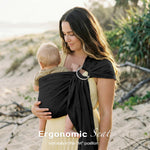 Shiaon Baby Ring Sling Wrap, Lightweight Baby Carrier Sling Toddler Sling, Cotton Baby Wraps Carrier (7-35 lbs) for Infants and Toddlers, Baby Shower Gifts, Black