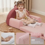 Blissful Diary Foldable Toddler Couch, 2-in-1 Comfy Toddler Chair & Lounger for Reading, Playroom, Kids Couch Sofa for Girls Boys Birthday Gift, Blush Rainbow