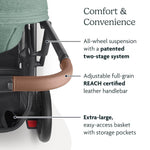 UPPAbaby Cruz V2 Stroller/Full-Featured Stroller with Travel System Capabilities/Toddler Seat, Bumper Bar, Bug Shield, Rain Shield Included/Declan (Oat Mélange/Silver Frame/Chestnut Leather)