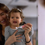 Papablic BabyHandy 2-Stage Sonic Electric Toothbrush for Babies and Toddlers Ages 0-3 Years, Pink