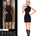Barbie Basics Model 02 Collector Doll with Blonde Hair, Black Mini Dress & Gladiator Boots, Universal-fit Fashions, Posable Body & Swappable Doll Head