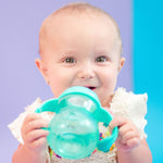 Nuby 3 in 1 Baby Bottle to Training Sippy Cup - 8 Oz Toddler Cups Spill Proof with Soft Spout, Nipple & Removeable Grip Handles - BPA Free & Dishwasher Safe (Teal)