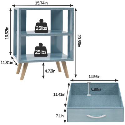 Aenuert Night Stand, Blue Kids Nightstand with Drawer, Nursery Side Table with Open Storage, 2-Tier Modern End Table, Bedside Table for Small Space, Living Room, Bedroom