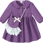Mioglrie Toddler Girl Fall Dress Baby Girl Winter Clothes 6 12 18 24 Months Outfit Cute Dresses for Girls with Satchel
