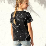 PATPAT Girls Shirts Size 7-8 Black Kid Life Graphic Tees, Kid Life Shirts for Little Girls, Crew Neck Short Sleeve Black Tops Trendy Clothes Going Out Outfit Preppy Tops