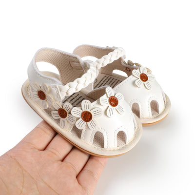 WaiHeikki Baby Girls Sandals Cute Flower Decor First Walking Princess Shoes Summer Casual Non-Slip Breathable Shoes 0-18M (White, 0_months-6_months)