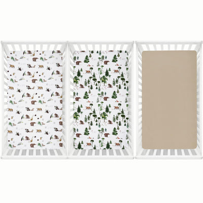 david's kids 3 Pack Fitted Crib Sheets, Ultra Soft Breathable Comfortable Baby Sheet Set for Boys Girls Neutral, 28x52 Inch Fits Standard Crib and Toddler Mattresses, Woodland Animals
