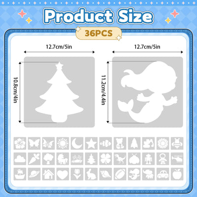 36PCS Stencils for Kids, Drawing Stencils for Painting Crafts Reusable Washable Large Art Paint Stencil Primary Shape Template for Fabric Wall Paper