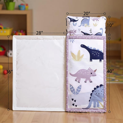 Toddler Nap Mat with Pillow 50''*20'' Portable Toddler Sleeping Bag, Soft Nap Mats for Preschool Nursery, Kindergarten, Travel, Boys and Girls