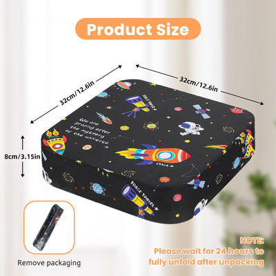 wooshwa Toddler Booster Seat for Dining Table, Kids Booster Seat for Kitchen Chair with Non-Slip Bottom, Portable Detachable Washable Increasing Cushion with 2 Adjustable Straps (Universe)