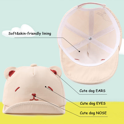 Peecabe Baby Baseball Cap Toddler Infant Boys Girls Sun Hat Breathable Cute Hats for Spring Summer 6M-3T (US, Age, 3 Months, 12 Months, Beige Dog)