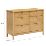 Babyletto Bondi 6-Drawer Assembled Dresser in Honey with Vegan Leather Drawer Pulls, Greenguard Gold Certified