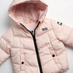 DKNY Infant Toddler Baby Girls' Winter Jacket - Fleece Lined Quilted Bubble Puffer Parka Coat for Girls (Sizes:12M-4T), Size 12 Months, Pink/Blush