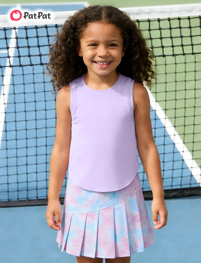PATPAT Girls 2 Piece Tennis Skirt Set Size 10-11, Purple Tank Tops and Purple Tie Dye Pleated Skort with Built In Shorts 2 Piece Outfits Clothes For Girls Gym Outfits Athletic Sets Activewear