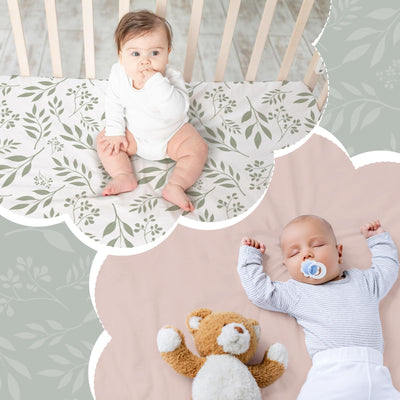 Hahafelt 4 Pack Boho Floral Baby Crib Fitted Sheet for Girls 52'' x 28'' Pink Floral Green Leaf Stretchy Fitted Crib Mattress Sheet Wildflower Baby Bedding for Standard Mattress Gift Set