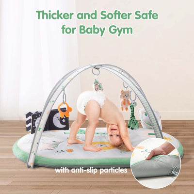 Lupantte Activity Gym / Play Mat with Replaceable Washable Covers for Baby Tummy Time with Toys for Visual, Hearing, Touch, Cognitive Development for Newborn to Toddler as Shower Gift