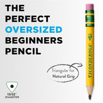 Ticonderoga My First Half-Size Wooden Pencils, Large Triangle-Barrel Pre-Sharpened #2 (HB) Short 4.5" Yellow Pencils with Erasers, Yellow, 12/Pack