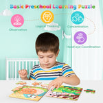 Zeoddler Wooden Puzzles for Toddlers, 8 Pack Insect Animal Jigsaw Puzzles for Kids3-5, 9 Pieces Preschool Learning Activities, Learning & Educational Toys, Gift for Boys, Girls