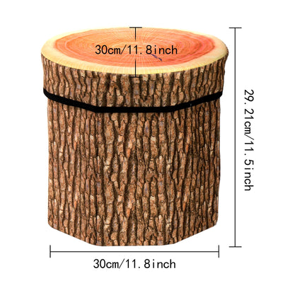 Lawei 3 Pack Tree Stump Storage Stools, 12 x 12 Inches Folding Stool Ottoman with Foam Cushion, Collapsible Storages Seat Chest, Vintage Storage Toy Box Wood Stump Organizer Stools for Toy
