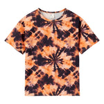PATPAT Boys Tie Dye T-Shirts Size 7-8 Years Orange Short Sleeve Crewneck Neon Shirt Little Boy Casual Hippies Clothes