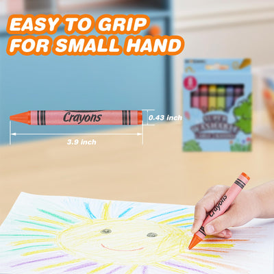 WOSWEL Super Washable Jumbo Crayons Bulk, 4 Pack Crayons with 8 Bright Colors, Non-Toxic Easy-Grip for Toddlers 1-3 & Kids Ages 4-8, Safe Art Supplies for Coloring Books & School Projects