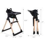 Munchkin Float Baby High Chair for Babies and Toddlers, Foldable for Easy Storage, Black with Wooden Legs