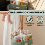 Toodly Baby Diaper Caddy Organizer with Portable Changing Mat - Teddy Fleece Diaper Organizer for Changing Table - Basket for Changing Essentials - Baby Essentials Organizer with Removable Dividers