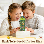 Soccer Water Bottle for Kids - 12oz Dinosaur Kids Water Bottle with Straw, Stainless Steel Tumbler, Insulated, Leak-proof, BPA-free, Pop-up Straw Lid, for School - Children Birthday Gift Cup(1pc)