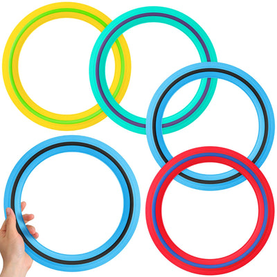Seenelling 4 Pack Flying Disc 11 Inch Flying Ring Bulk for Backyard Beach Sport Outdoor Soft Discs for Beach Pool Backyard Camping Activities Sport Playing Toss Gift (Cyan,Blue,Yellow,Red)