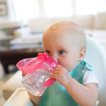 Dr. Brown's Transition Sippy Cup with Soft Spout - Pink - 6oz - 6m+ & Dr. Brown’s Milestones Baby’s First Straw Cup, Training Cup with Weighted Straw, Dark Blue, 6m+