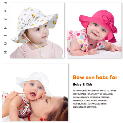 Baby Girl Sun Hat with UPF 50+ Outdoor Adjustable Beach Hat with Wide Brim Bucket Hats (12-24 Months, Purple)
