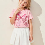 PATPAT Girls T Shirts Size 8-9 Years, Leopard Bow Print Graphic Tees Crew Neck Short Sleeve Shirts Back to School Clothes Summer Outfits Cute Summer Tops